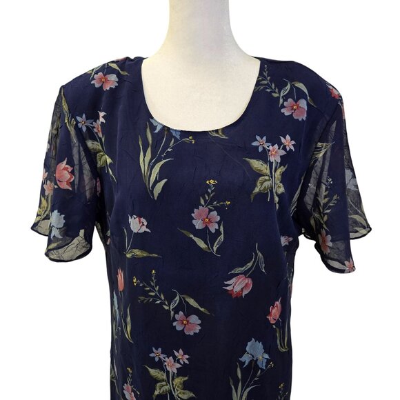 Kamali & Co Floral Crinkle Texture Midi Dress Size Large - Picture 4 of 5